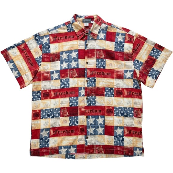 High Seas Trading Co. Other - High Seas Trading Mens XXL Americana Freedom Patchwork Stars Stripes Shirt USA
